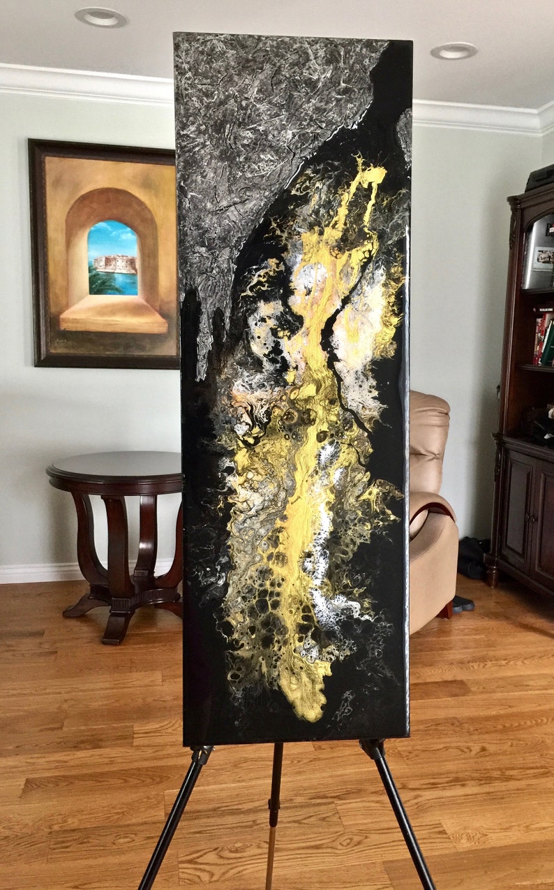 Modern Canvas Epoxy Resin Textured Painting. Contemporary Gold | Etsy