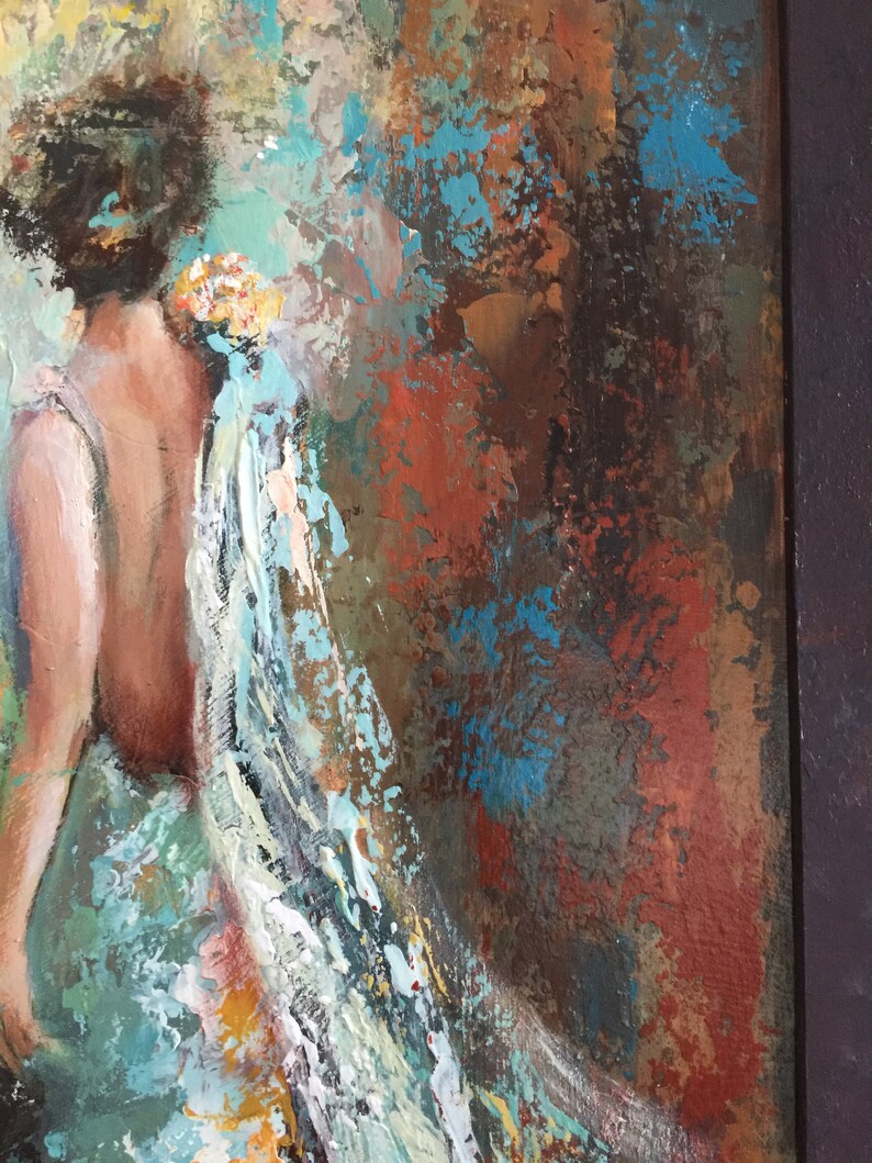 Original Palette Knife Wall Art Woman Figure Abstract Etsy