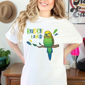 Budgie Shirt, Parakeet T-shirt for Bird Lover, Cute Gift for Parrot Mom, Funny Parrot Shirt, Bird Shirt
