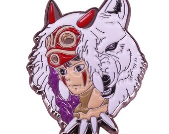Mononoke Hime Brooch and Enamel Pin Cartoon Mask Metal Denim Hat Collar Lapel Pin Jewelry