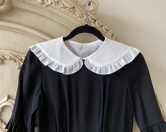 Hydrangea White Peter Pan Collar, faux blouse, half shirt, Victorian pleated ruffles