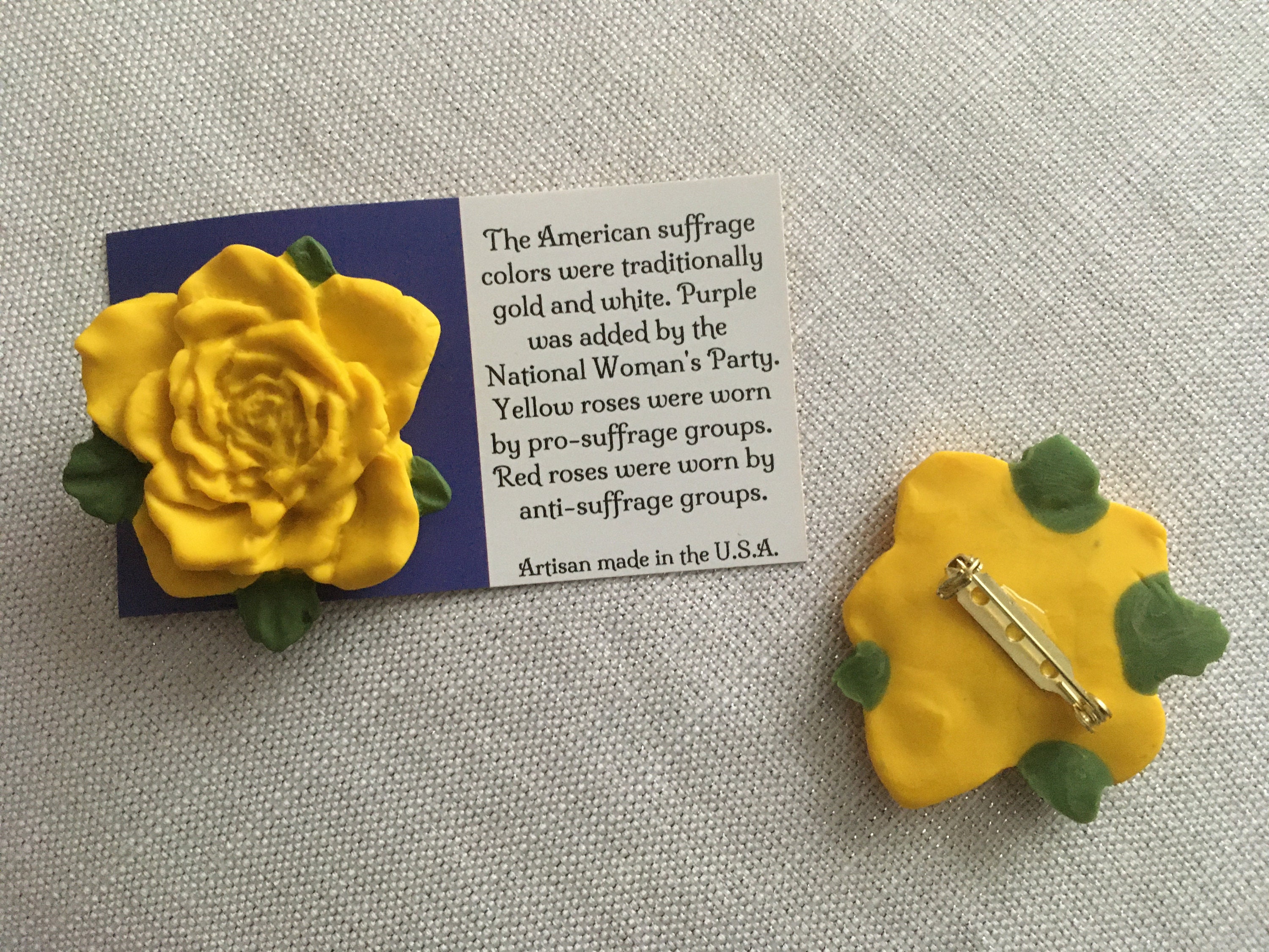 19th Roses Suffrage Yellow Gold Rose 19th Amendment Artisan Handmade Lapel Pin ...