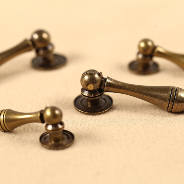 Brass Drop Drawer Knobs Antique Bronze Kitchen Cabinet Dresser Pulls Handle Retro Pendant Vintage Style