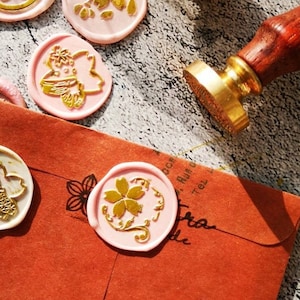 Sakura Wax seal stempel kit bruiloft aangepaste, botanische bruiloft wax stempel zegel, afdichting wax stempel, zegel stempel bruiloft