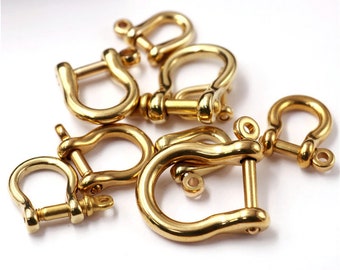 Brass Shackle Solid Brass U Lock Clasp With Screw Rod,Leatherwork hardware,Leather Keychain Hook,Leather Bracelet supplies