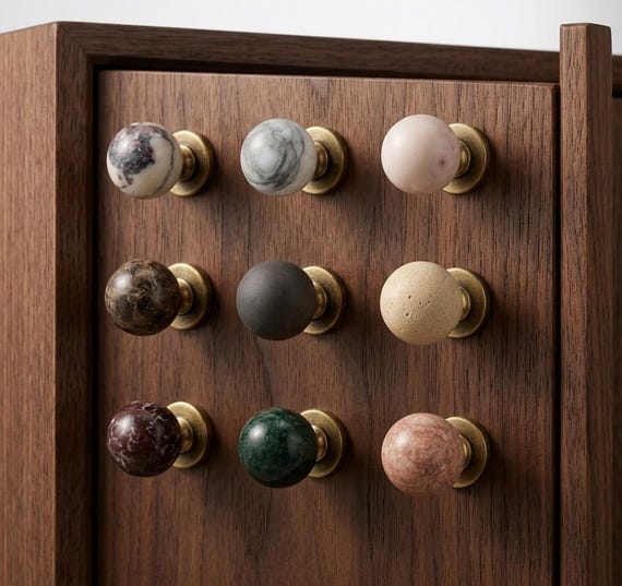 Round Ball Viola Rosso Marble Cabinet Knob, Travertine Drawer Pull Knobs, Vintage White Marble Dresser Knobs, Furniture Hardware