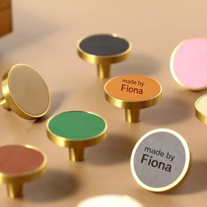 Custom Engraved Brass Drawer Pulls Modern round Knobs Leather minimalist oval Handles Cupboard Kitchen Cabinet Dresser Long Pull Hardware