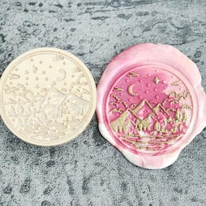 Nacht berg Wax zegel stempel kit bruiloft aangepaste, natuur wax stempel zegel, verzegeling wax stempel, zegel stempel bruiloft, bruiloft stempel wax