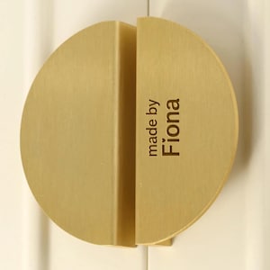 Half circle brushed gold cabinet handle, semi circle drawer pull, Custom engrave cupboard  gold handle pull, dresser door handle knob