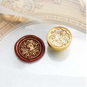 Peonía Wax seal stamp kit wedding , forma irregular relieve wax stamp stamp , sello de cera de sellado, sello de sello de boda, cera de sello de boda