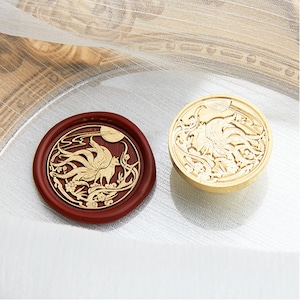 Negen staart Fox Wax seal postzegel kit bruiloft custom, fox bruiloft wax stempel zegel, het verzegelen van was stempel, seal postzegel bruiloft, bruiloft stempel wax
