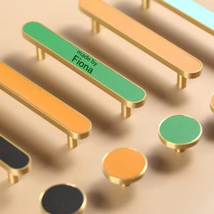 Brass Drawer Pulls Modern round Knobs Bar Leather minimalist oval Handles Custom engrave Cupboard Kitchen Cabinet Dresser Long Pull Hardware