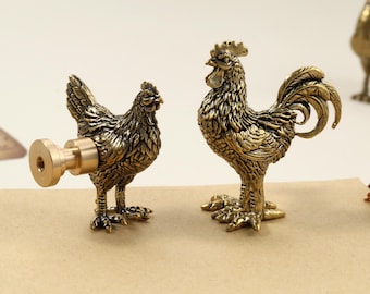 Brass Rooster cabinet drawer knob, Chick drawer knobs, Dresser unique pulls knobs, door kitchen handles, furniture Hardware