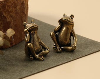 Solid Brass Thinking Frog Drawer Knob, Cute Frog Cabinet Knob, Bronze Cupboard dresser knob, frog knob for closet, furniture hardware-1pc