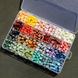 24 Farben Wachsperlen für Siegelsammlung, 25 Stück in einer Farbe, Siegelwachsperlen für Wachssiegel, 600Stk Einladung Wachs Siegelperlen