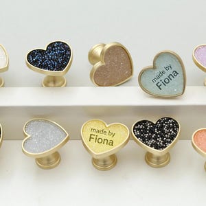 Solid brass heart cabinet pull handle furniture glitter knob Custom engrave kitchen cabinet handles drawer handle hardware