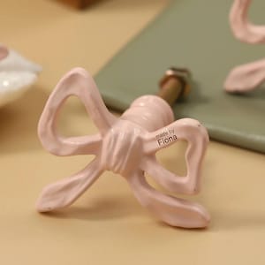 Pink bow Drawer Handle Dresser Knob girl farmhouse Cabinet Pull  Custom engrave wardrobe Pull Cupboard Handle Furniture Hardware