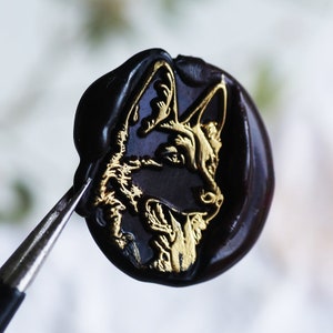 Kit de sello de cera de perro pastor alemán para boda, sello de cera con relieve de forma irregular, sello de cera para sellar, sello de boda, sello de boda