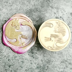 Yin Yang chat cire cicelle timbre kit de mariage personnalisé, sceau de cire de chat , scellant le timbre de cire, mariage de timbre de sceau, cire de timbre de mariage