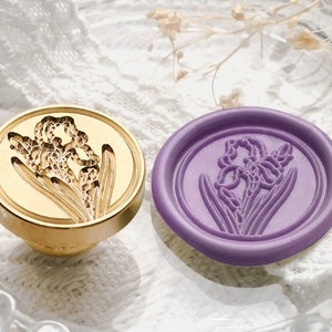 Kit de selo de cera de flor de íris personalizado para casamento, selo de cera de casamento de íris, selo de cera de lacre, selo de casamento, selo de casamento