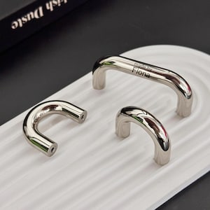Modern slim cabinet handle, U shape kitchen cupboard pulls, white Custom engrave dresser handles, green drawer knob, silver modern handle
