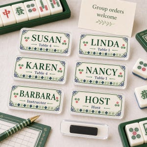 Personlig magnetisk Mahjong-namnbricka, Mahjong-festbricka, anpassat bordsnummer, spelfest-namnbricka tillbehör