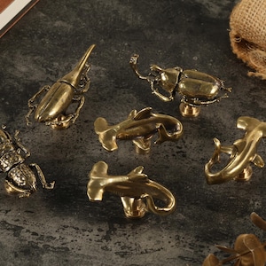 Golden Brass Beetle Drawer Handle Dresser Knob Sharks Cabinet Pull Knob wardrobe  Pull Cupboard Handle Furniture Hardware