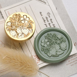 Sweet Straberries Lakzegel stempel kit bruiloft op maat, lakzegel zegel, zegellak stempel, zegel stempel bruiloft, bruiloft stempel wax