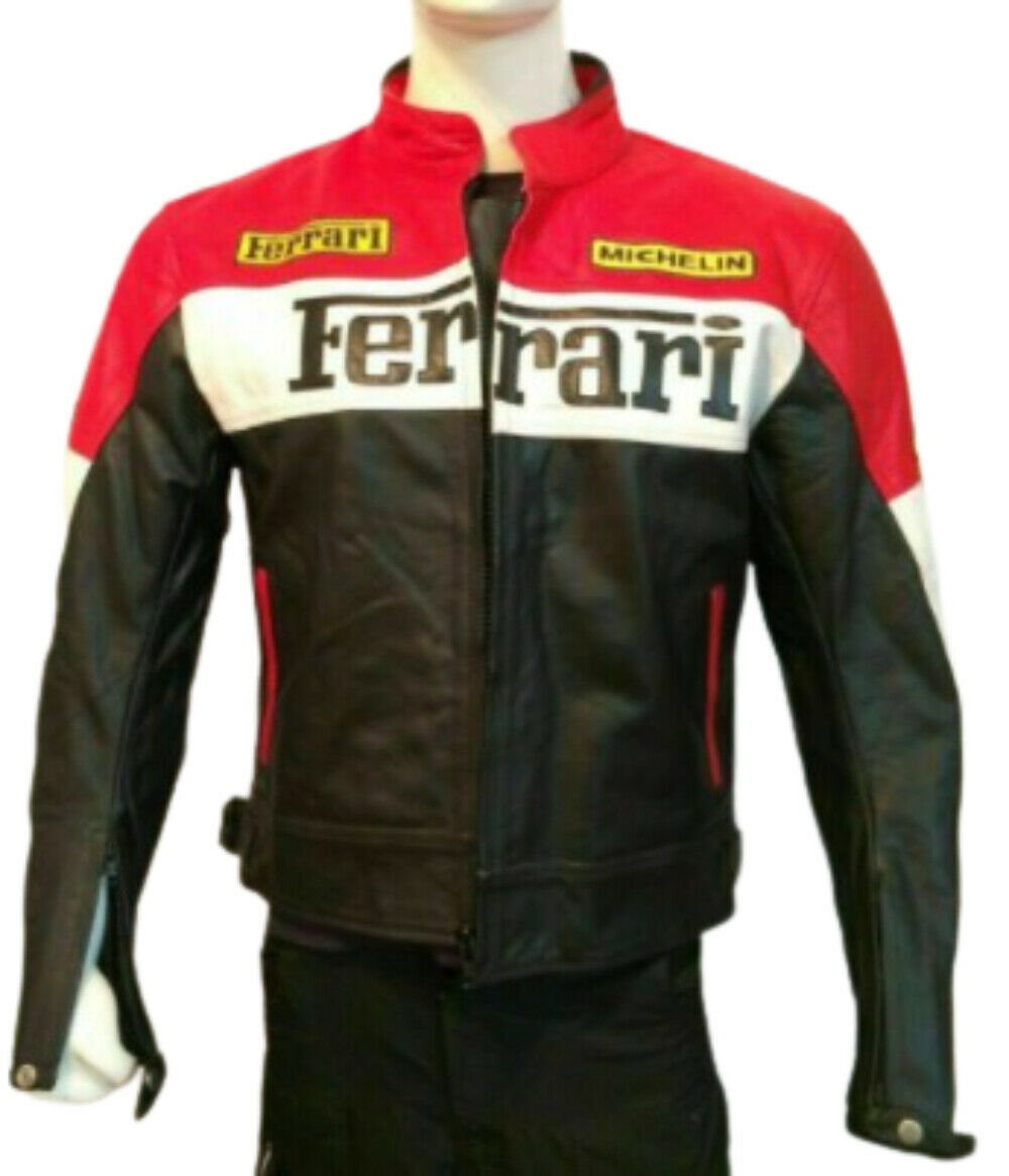 ferrari leather jacket red