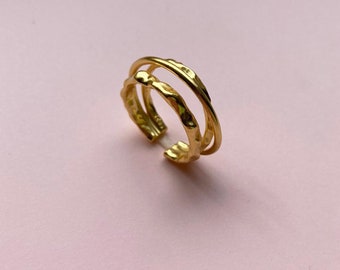 Obi Entwined Ring Goud, Sterling zilveren ring, Sterling zilveren ring met 18kt gouden plaat