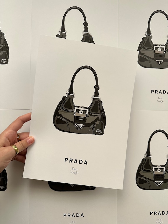 Prada Illustration, Bag, Bag Illustration, Bag Clipart Digital