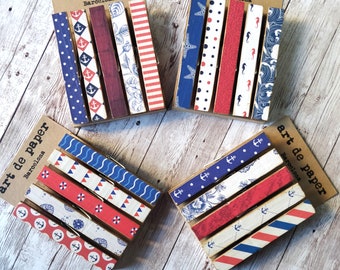 Coastal clothespins decor, decorated clothespin, marine themed gift, nautical home decoration, summer memories photo display, holiday photos