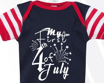 Baby's First 4th of July Bodysuit, Patriotic Liberty Statue Outfit