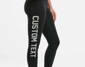 LEGGINGS PERSONALIZADOS Pantalones para mujeres y jóvenes Entrenamiento Yoga Gimnasio Su texto aquí, Leggings de entrenamiento, Diseñe su propio Spandex y pantalones de cintura alta