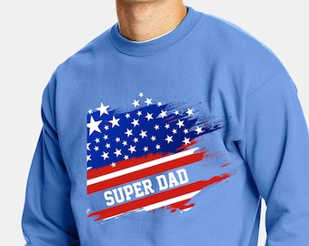 Sudaderas Super Dad, Día del Padre, Best Dad US Flag Heart Matching Sudaderas, Love Daddy Gift Shirt, New Dad, Gift for Dad