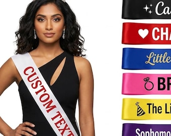 Personalized Satin Sashes, Custom Satin Sashes DIY Sash Accessory for Graduation, Birthday, Wedding | Custom Text or Design on Sashes