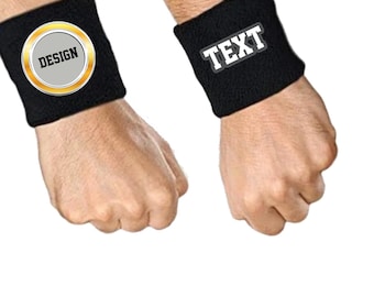 Custom Terry Sweat Wristbands – Personalized Text or Design Sport Bands