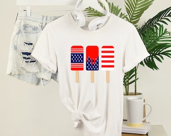 Red White Blue Popsicle Shirt, 4th of July t-shirt, July 4th Graphic Tee, USA Patriotic t-shirt, USA Independence Day Family Summer Tee