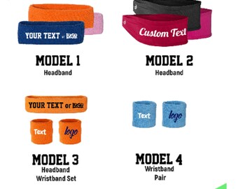 Personalized Headbands & Wristbands I Custom Text or Design on Headbands - Wristbands I Sport Head Wrist Sweat Bands