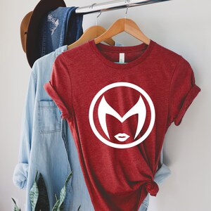 WandaVision Marvel TV-program T-shirt | WandaVision-ikoner | WandaVision T-shirt | Wanda & Vision I Agatha All Along T-shirt I Superhjälte-tröja Heather Red
