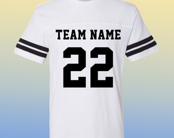 T-shirt de football personnalisé en jersey fin I Maillot de sport I T-shirt de football en jersey fin unisexe (homme), femme, jeune, tout-petit et bébé taille