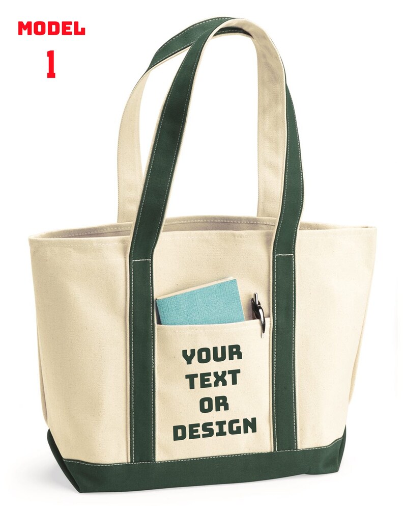 Custom Text Name or Design Large Boater Tote Bags Etsy
