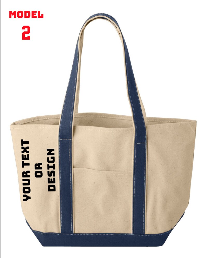 Custom Text Name or Design Large Boater Tote Bags Etsy