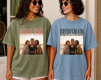 Personalized Bridesmaid Shirts, Maid of Honor Shirt Custom Photo, Bachelorette Bride Team Tshirts for Bridal Party