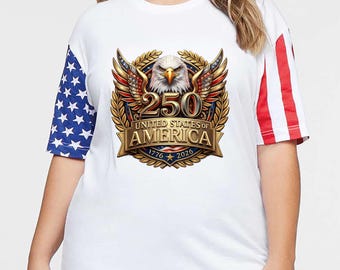 USA 250th Anniversary Patriotic Shirt, Unisex Cotton 4th of July Eagle Tee