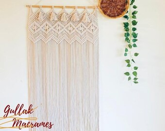 Macrame Curtain Bohemian Home Geometric Art Decor Beautiful Room Decoration-Macrame Wedding Backdrop- Doorway Curtain- Room Divider Curtain