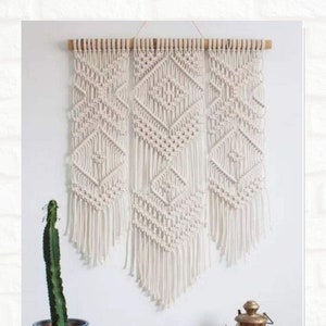 Woven Macrame wall hangings yarn wall hanging Modern Macrame Hanging wall art Boho geometric art tapestry Macrame curtains Gifts for her image 2