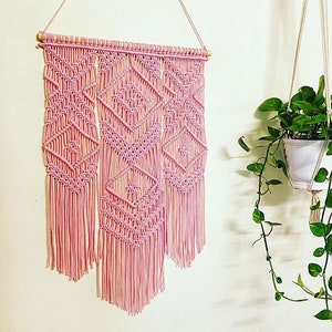 Woven Macrame wall hangings yarn wall hanging Modern Macrame Hanging wall art Boho geometric art tapestry Macrame curtains Gifts for her image 9