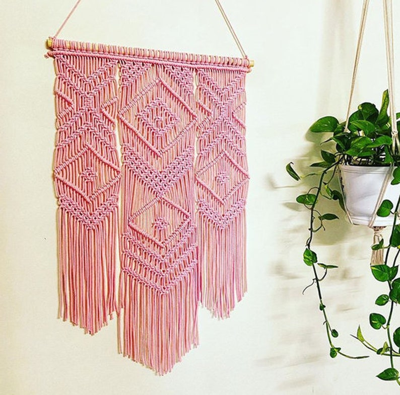 Woven Macrame wall hangings yarn wall hanging Modern Macrame Hanging wall art Boho geometric art tapestry Macrame curtains Gifts for her image 9