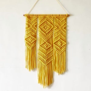 Woven Macrame wall hangings yarn wall hanging Modern Macrame Hanging wall art Boho geometric art tapestry Macrame curtains Gifts for her image 5